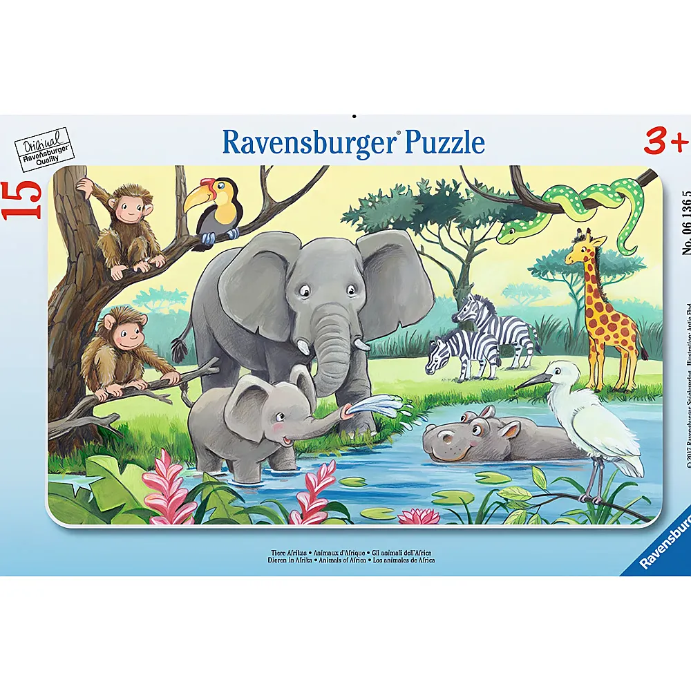 Ravensburger Puzzle Tiere Afrikas 15Teile | Rahmenpuzzle