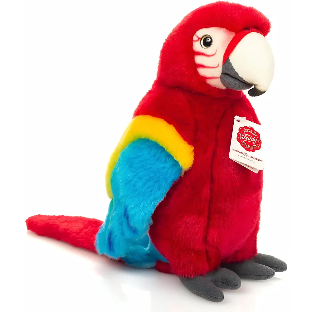 Teddy-Hermann Papagei Scharlachara Rot - 27 cm - V�gel Pl�sch
