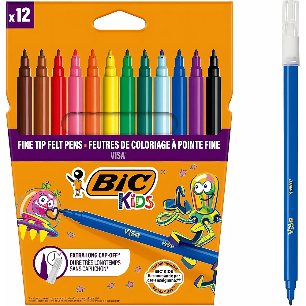 BIC Fasermaler Visa - 12 Teile - Farbe & Kreide