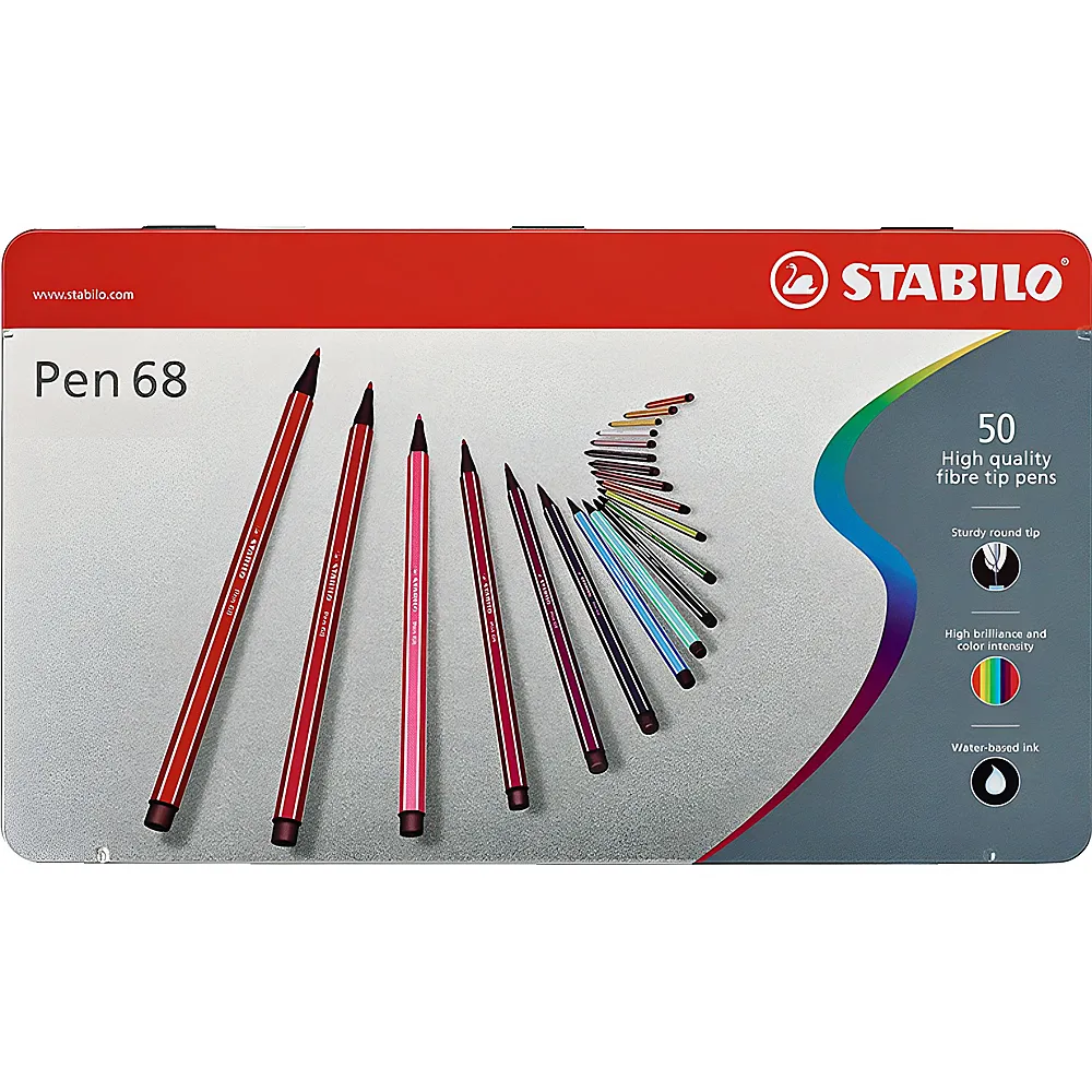 Stabilo Fasermaler Pen 68 Metalletui 50Teile | Farbe & Kreide