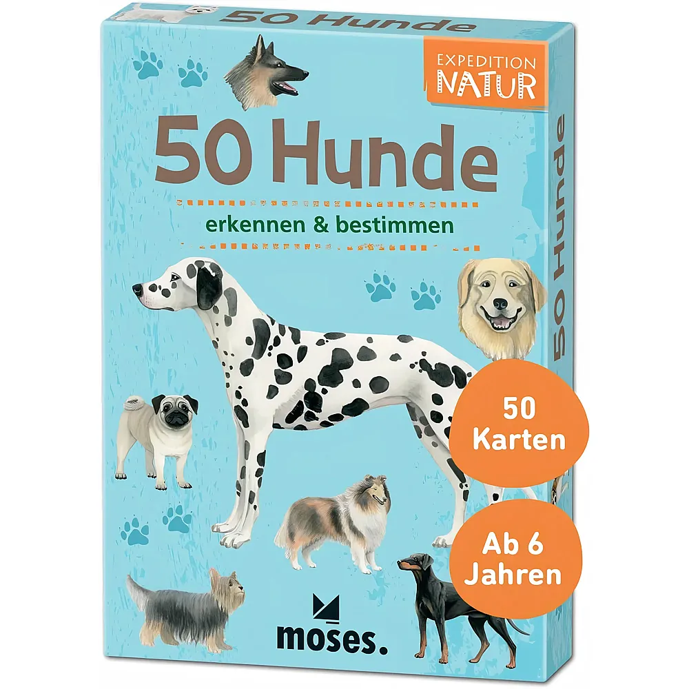 Moses . 9769 Expedition Natur 50 Hunde  Bestimmungskarten im Set  Mit spannenden Quizfragen, Yellow