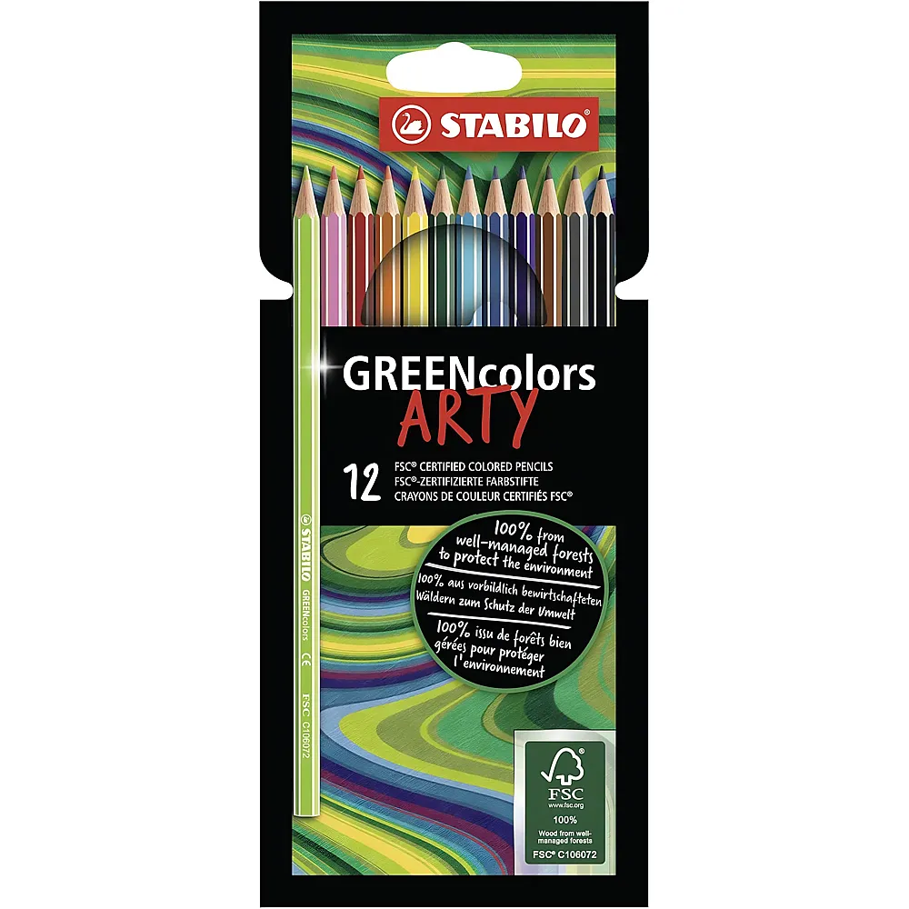 Stabilo GREENcolors ARTY - 12 Teile | Farbe & Kreide