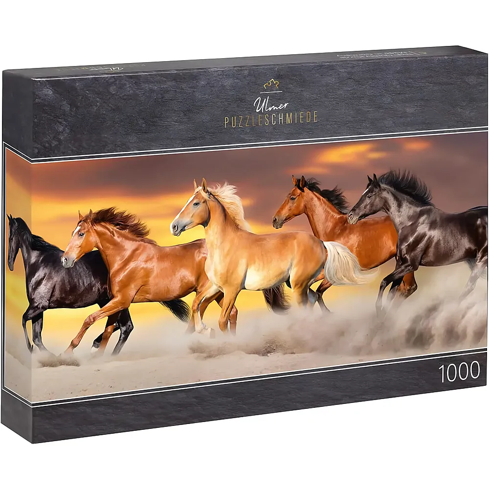 meinspielzeug - Ulmer Puzzleschmiede F�nf kraftvollen Pferde im W�stensand - 1000 Teile | Puzzle 1000 Teile