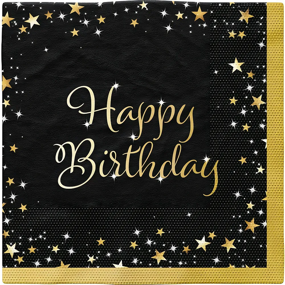 Riethm�ller 16 Servietten Happy Birthday gold, 33 x 33cm