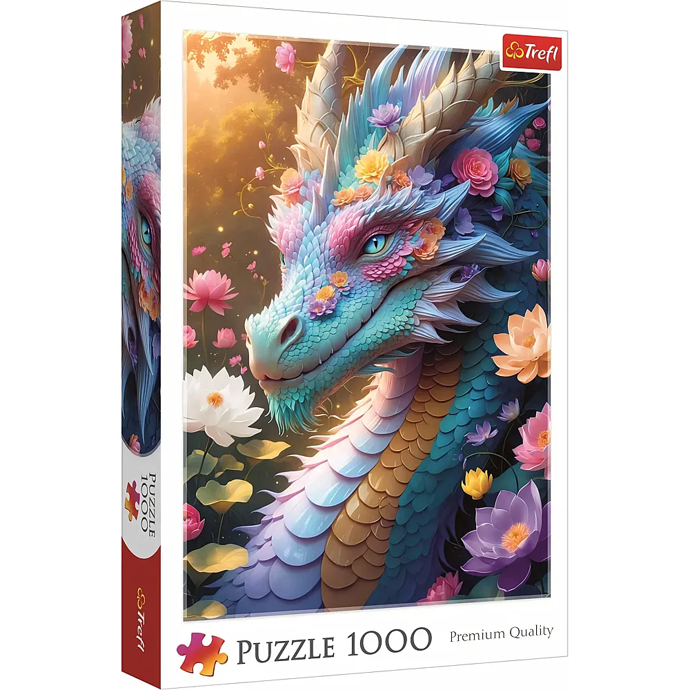 Trefl Puzzle Drache in Blumenlandschaft - 1000 Teile