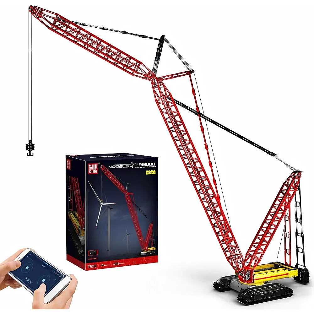 meinspielzeug - Mould King Models Ferngesteurerter Schwerlast Raupenkran 17015 | Klemmbausteine Fahrzeuge