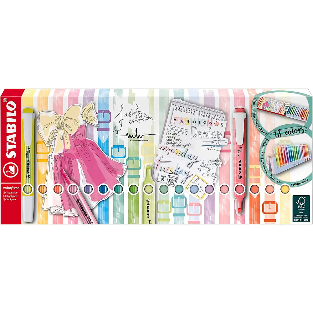 Stabilo Leuchtmarker Swing Cool - 18 Teile