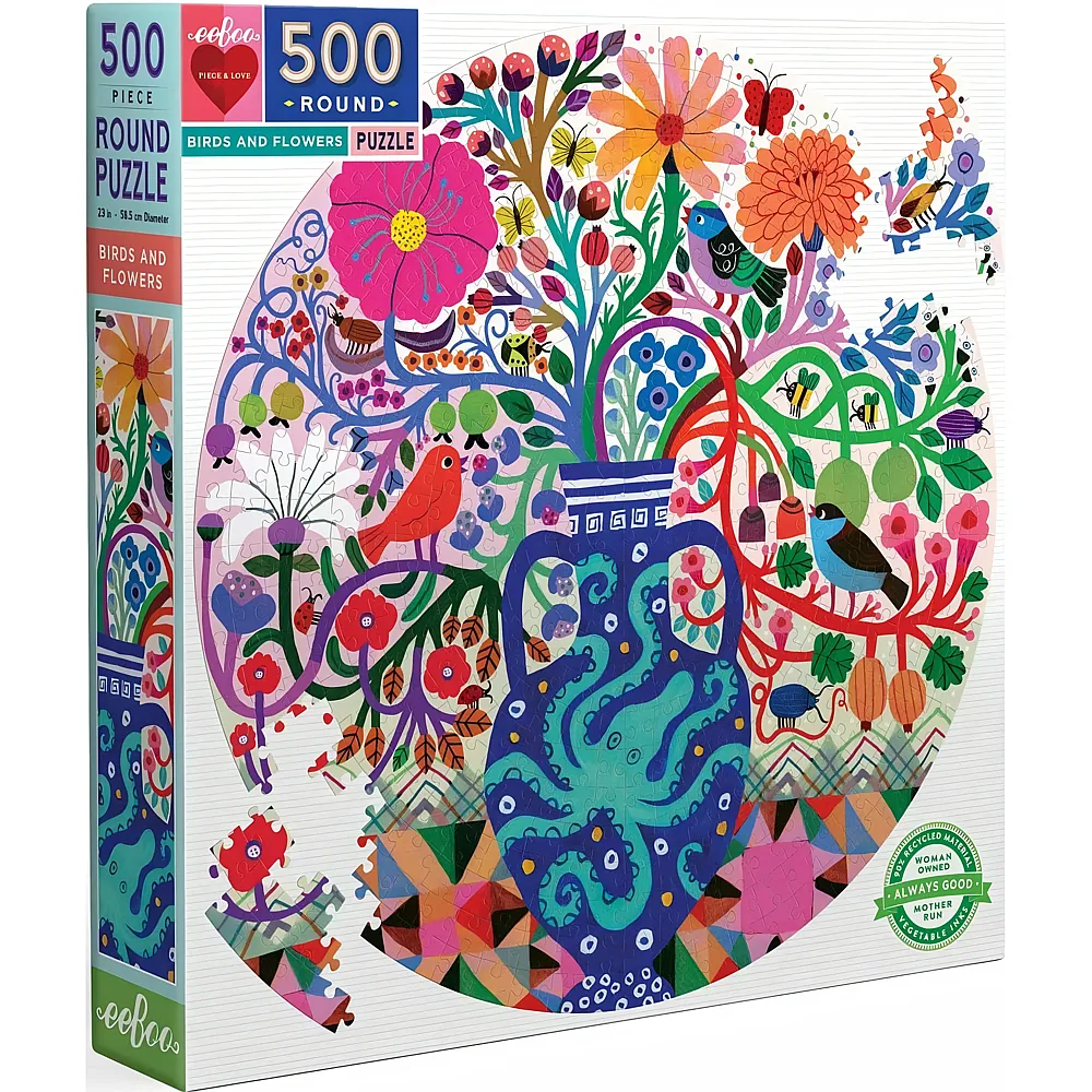 eeBoo Puzzle Birds and Flowers 500Teile
