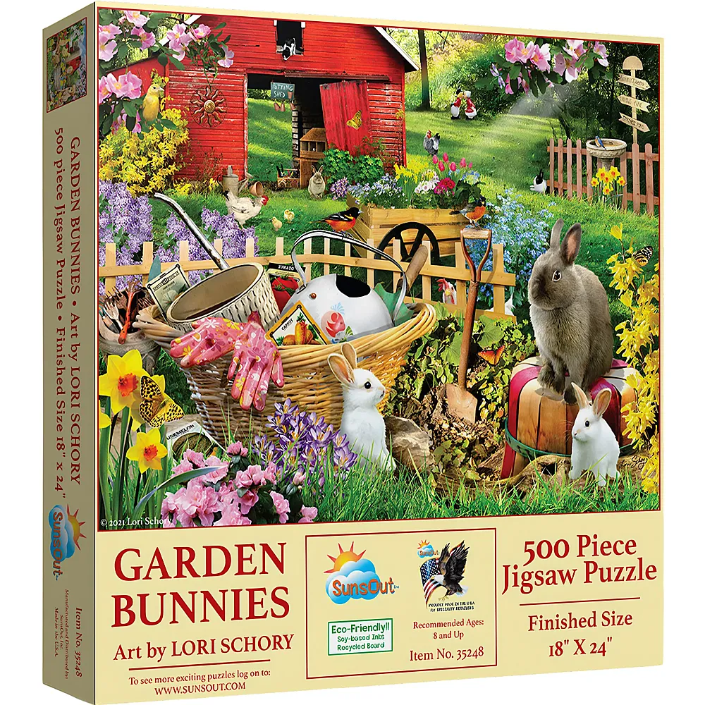 SunsOut Puzzle Lori Schory Garden Bunnies - 500 Teile