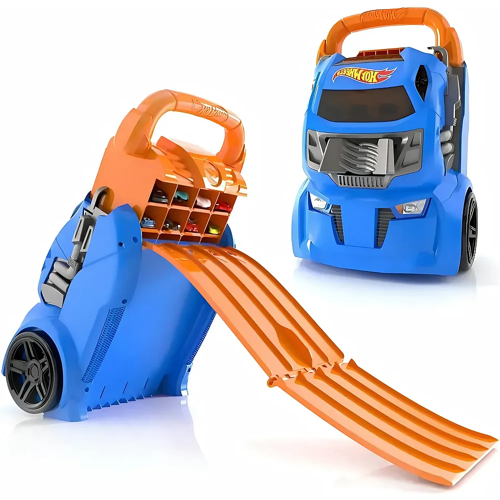 Hot Wheels Cefa Toys Koffer f�r Autos, 2-in-1, mit Kapazit�t f�r 20 Autos, 4 Verschiedene Tracks, Mehrfarbig HWCC14