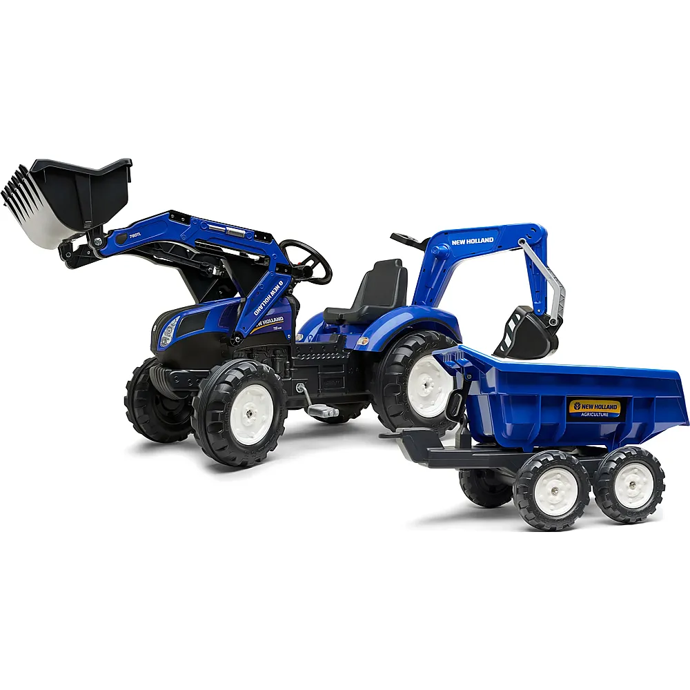 Falk Traktor New Holland mit Frontlader und Maxi-Anh�nger