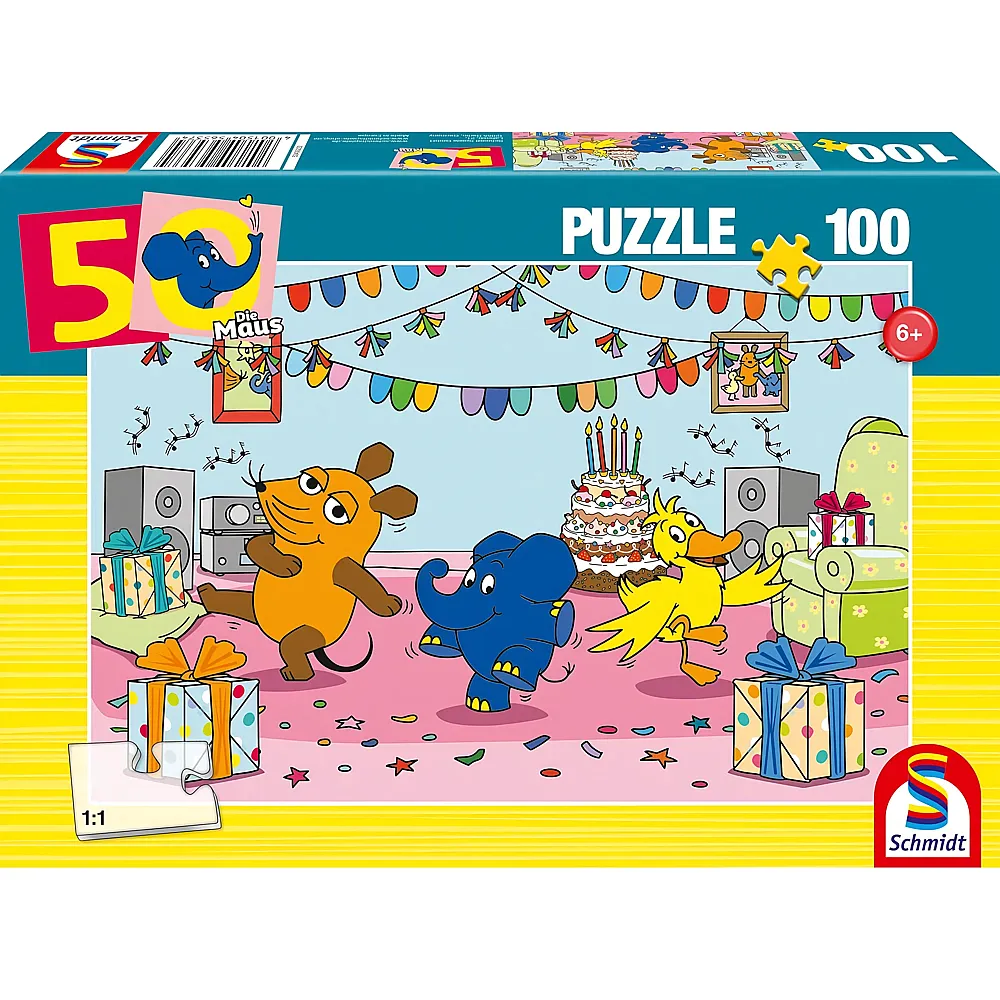 Schmidt Puzzle Elefantastische Party, die Maus 100Teile