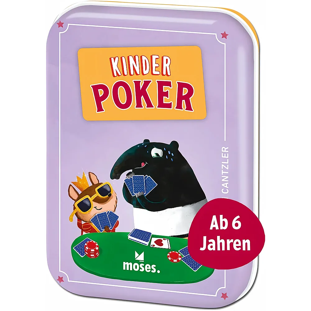 Moses Kinderpoker, spannendes Pokerspiel f�r die ganze Familie, s�sses Kartenspiel mit kinderleichten Regeln, Reisespiel f�r Kinder ab 6 Jahren, Yellow