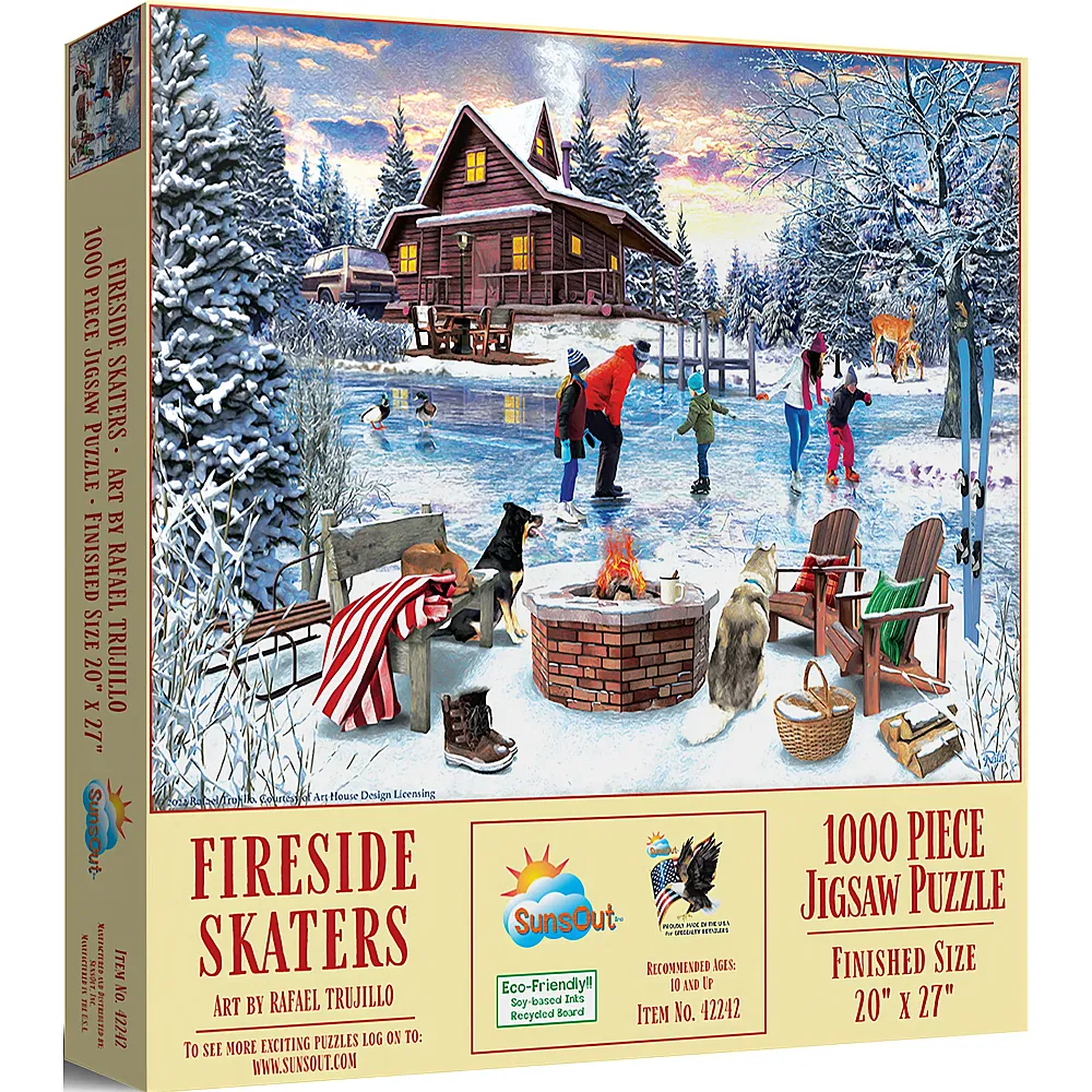 SunsOut Puzzle Rafael Trujillo Schlittschuhl�ufer am Lagerfeuer 1000Teile