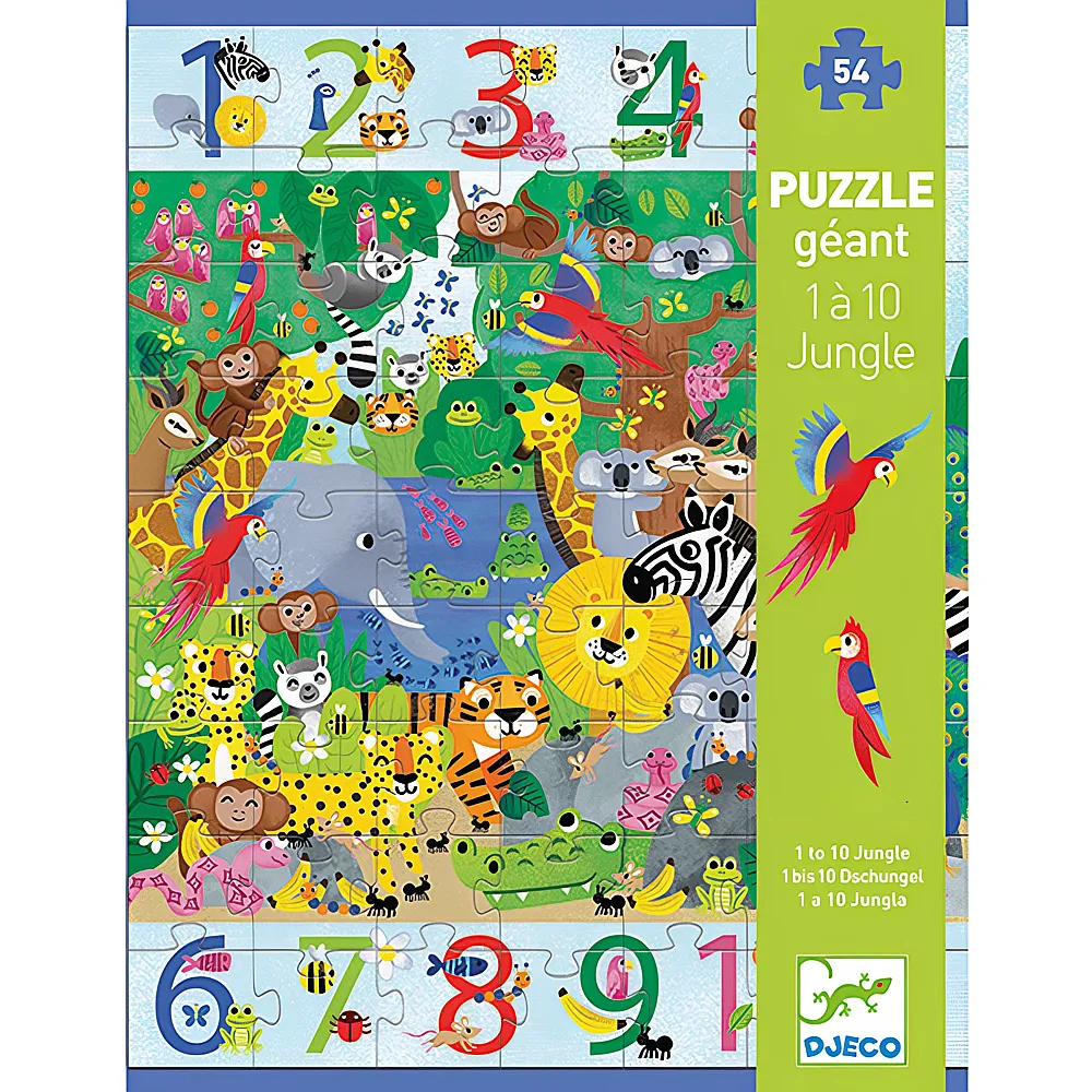 Djeco Puzzle 1 bis 10 Dschungel 54XXL