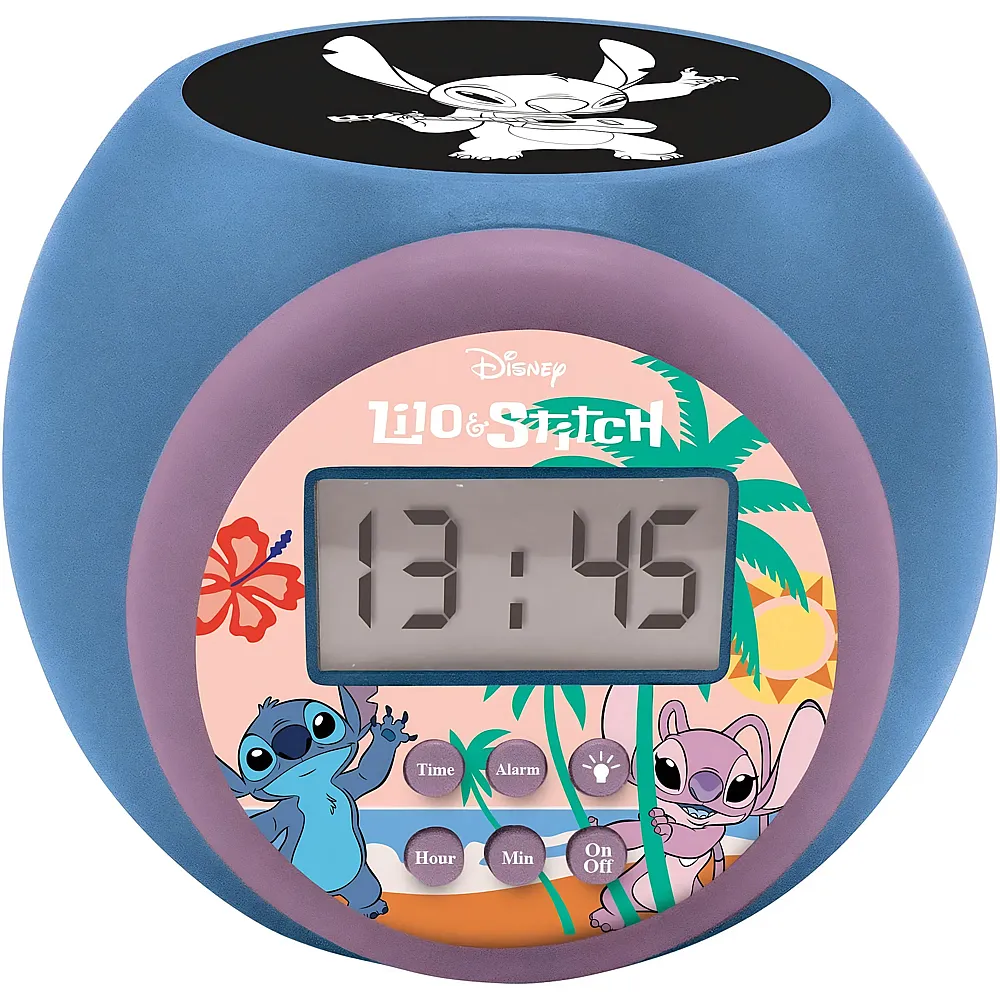 Lexibook Lilo & Stitch Projektionswecker mit Schlummerfunktion und Alarmfunktion, Nachtlicht mit Timer