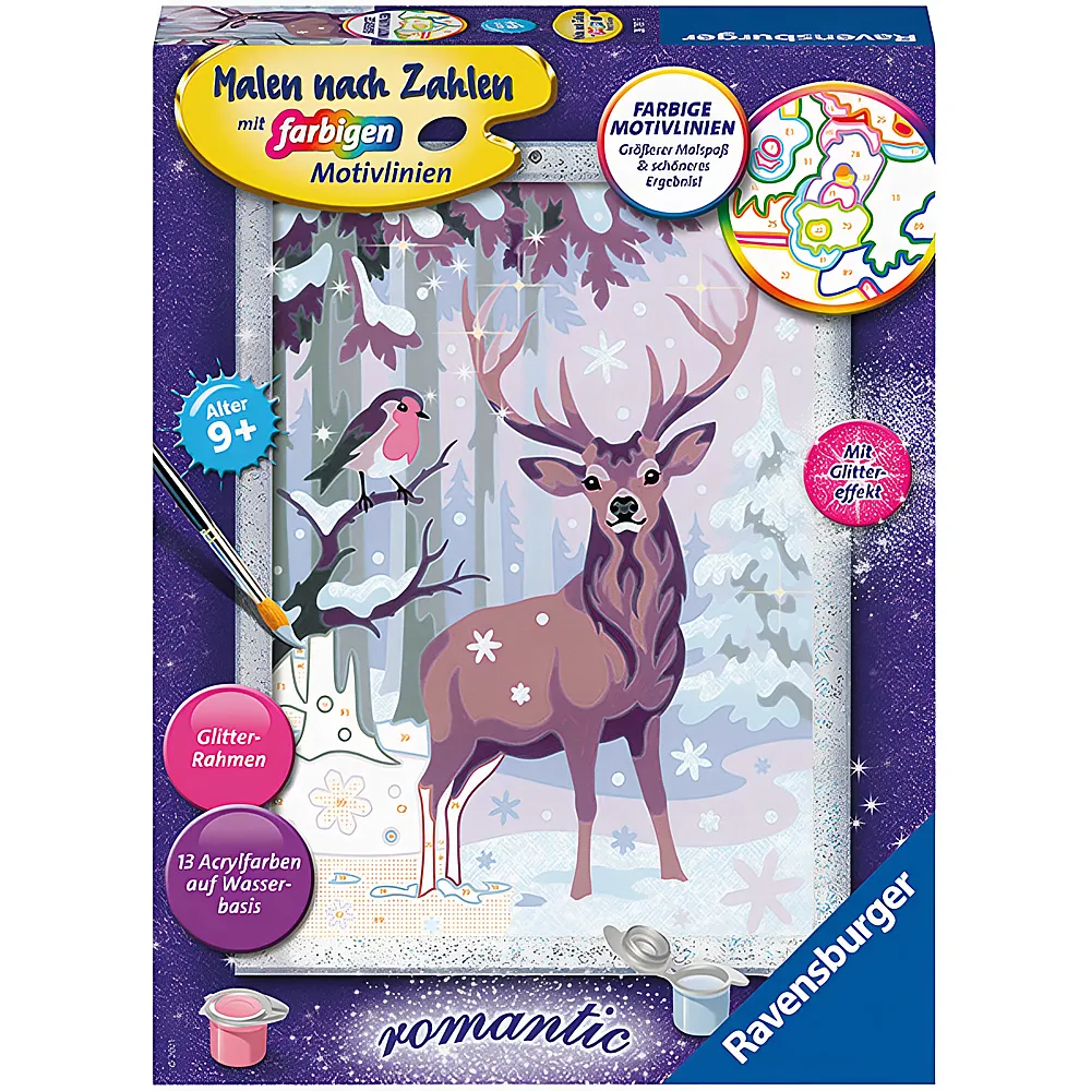 Ravensburger Malen nach Zahlen Farbige Motivlinien Stolzer Hirsch