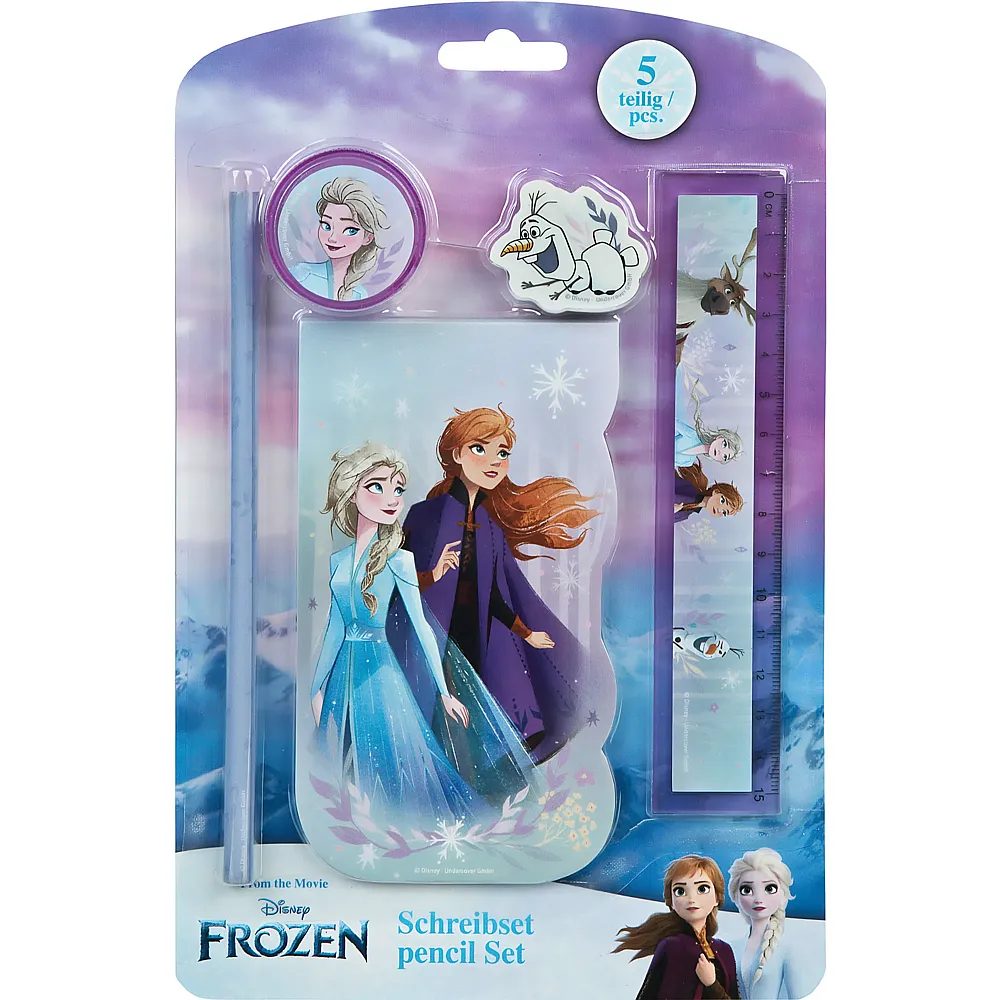 Undercover Disney Frozen Schreibset Bleistift, Radierer, Spitzer - 5 Teile