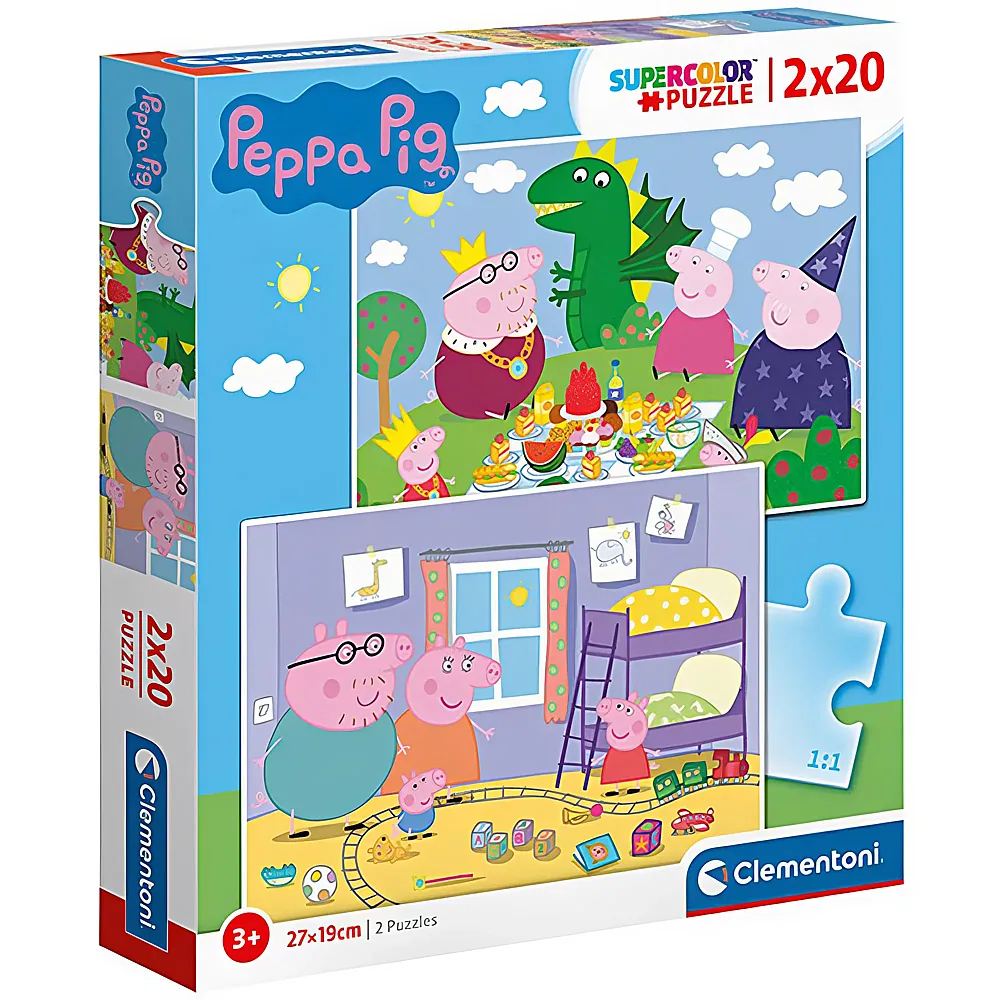 Clementoni Puzzle Peppa Pig 2x20 | Mehrfach-Puzzle