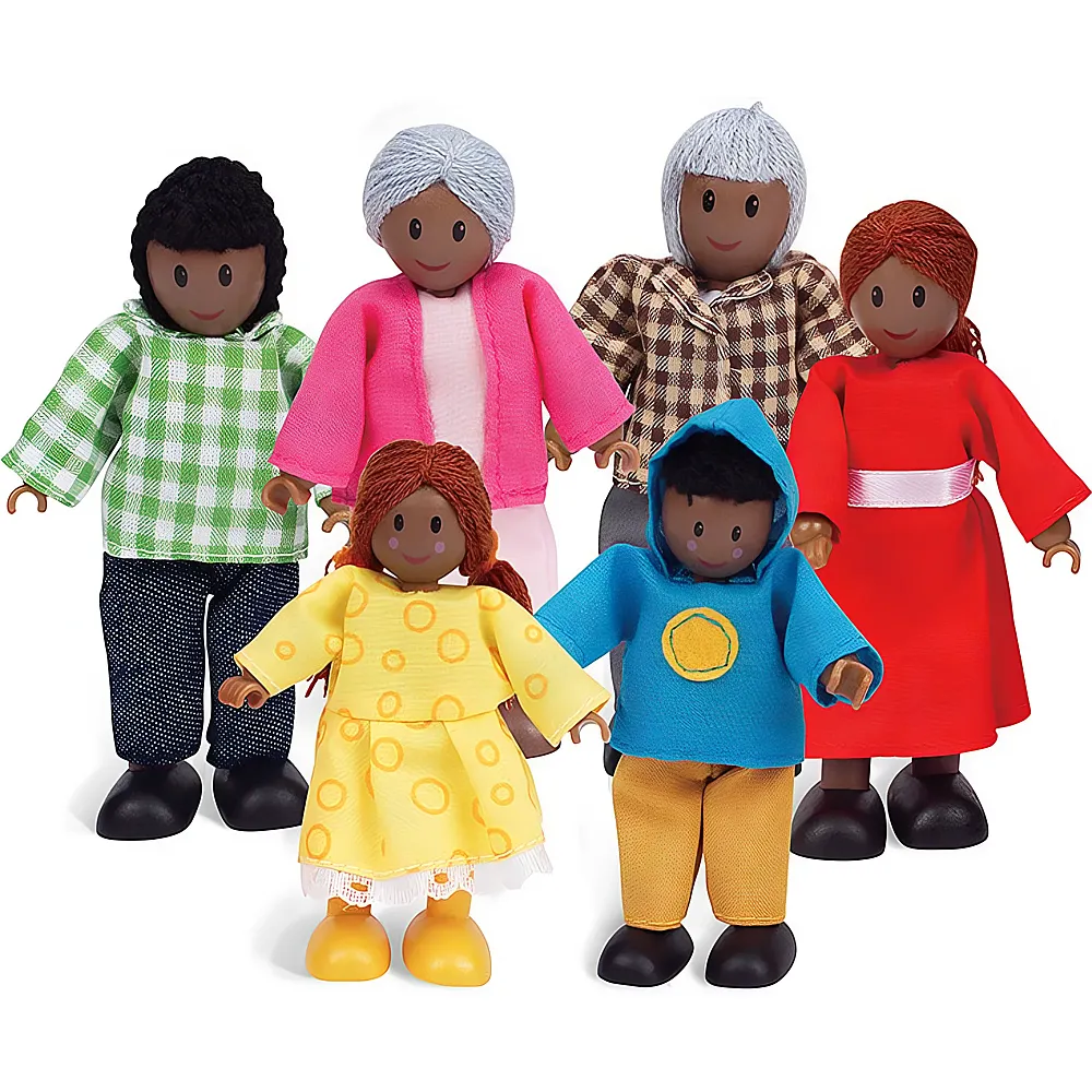 Hape Puppenhaus Puppenfamilie dunkle Hautfarbe 6Teile