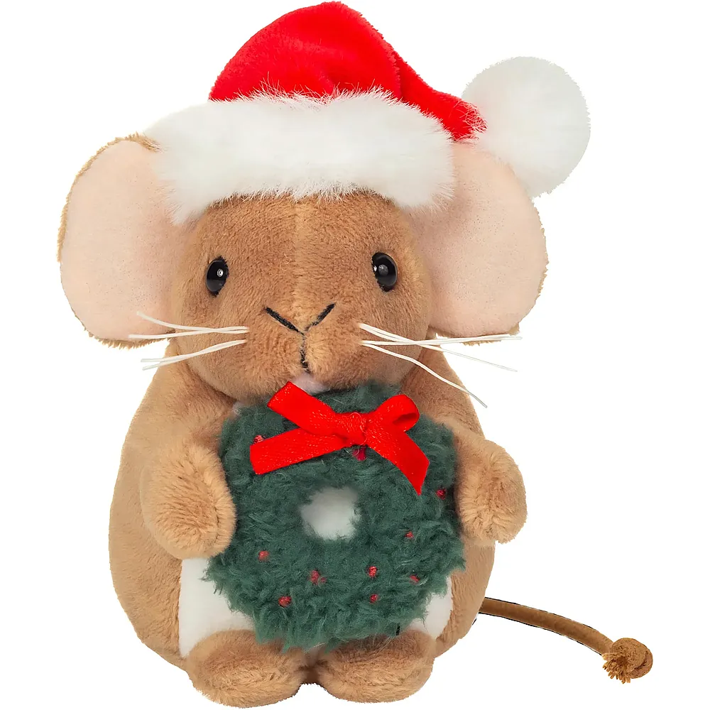 Teddy-Hermann Weihnachtsmaus mit Kranz - 11 cm