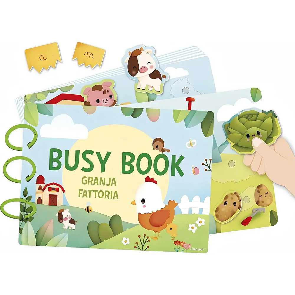 Janod IT Busy Book Bauernhof ITALIENISCH