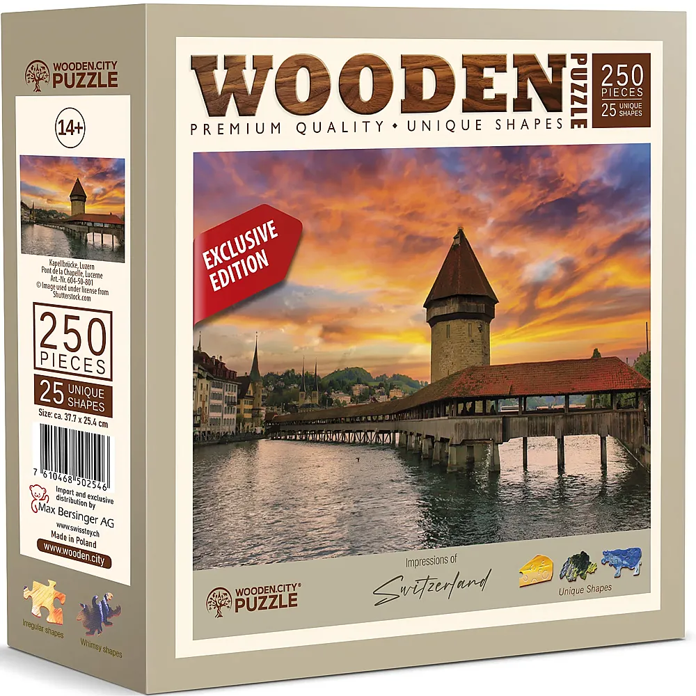 Wooden City Puzzle Kapellbr�cke, Luzern, Schweiz - 250 Teile