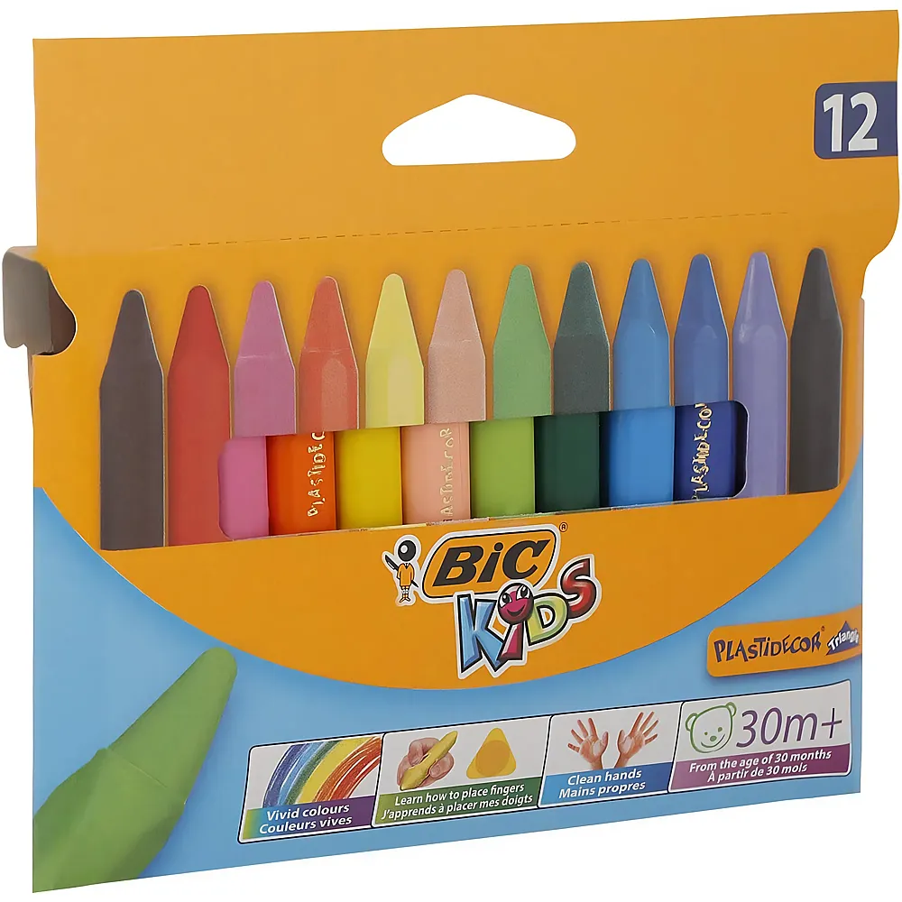BIC Kids Plastidecor Dreieck farbige Kreide, 12 Stk.