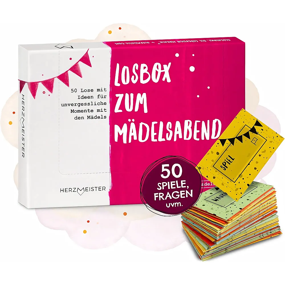 Herzmeister Losbox zum M�delsabend - Das Geschenk f�r Frauen, M�dchen & beste Freundinnen I 50 Lose mit Ideen f�r Spiel, Spass & unvergessliche Momente I Geschenkidee & �berraschung f�r Geburtstage, Partys & JGA