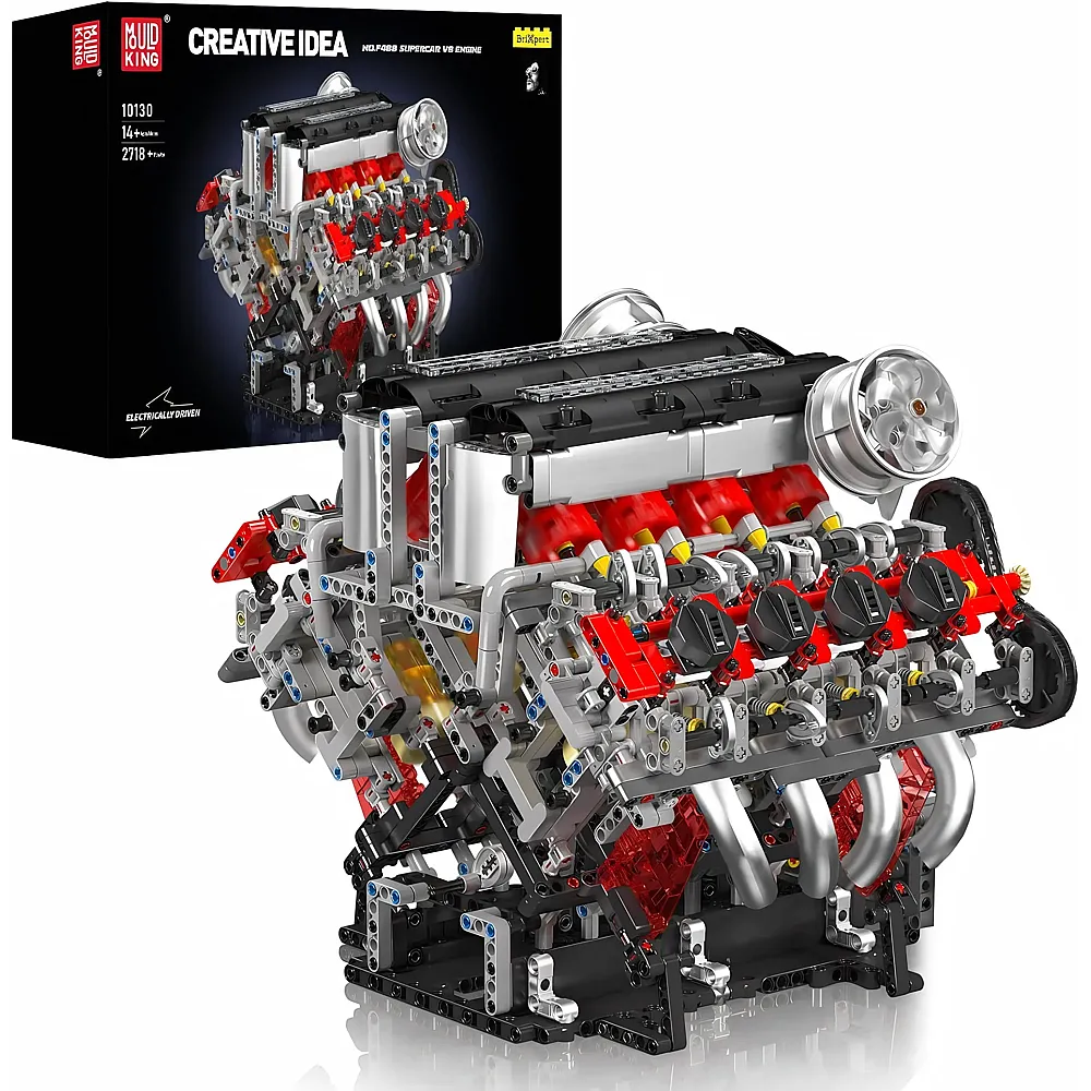 Mould King Engines F488 Supercar V8-Motor 10130 | Klemmbausteine Fahrzeuge