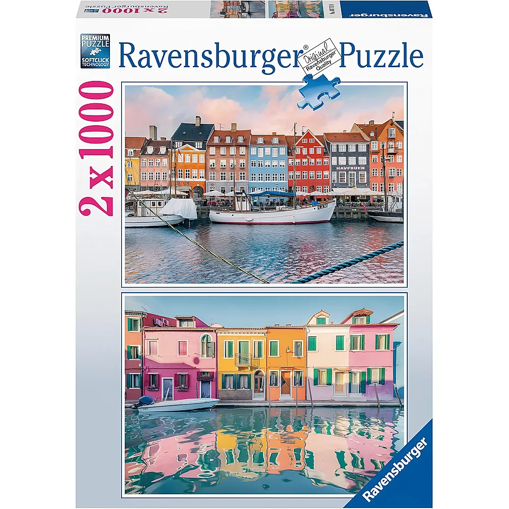 Ravensburger Puzzle 2in1 Farbenfrohe H�user - 1000 Teile