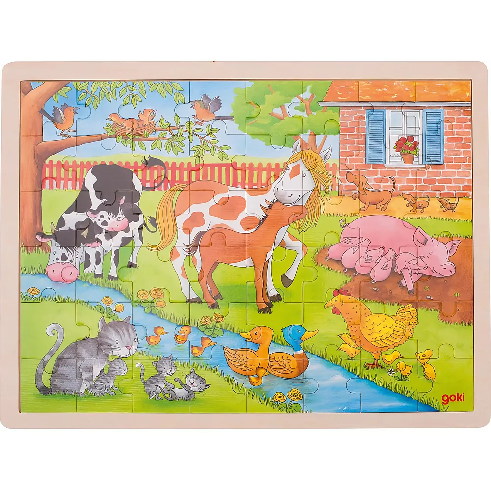 Goki Puzzle Leben auf dem Bauernhof 48Teile | Rahmenpuzzle