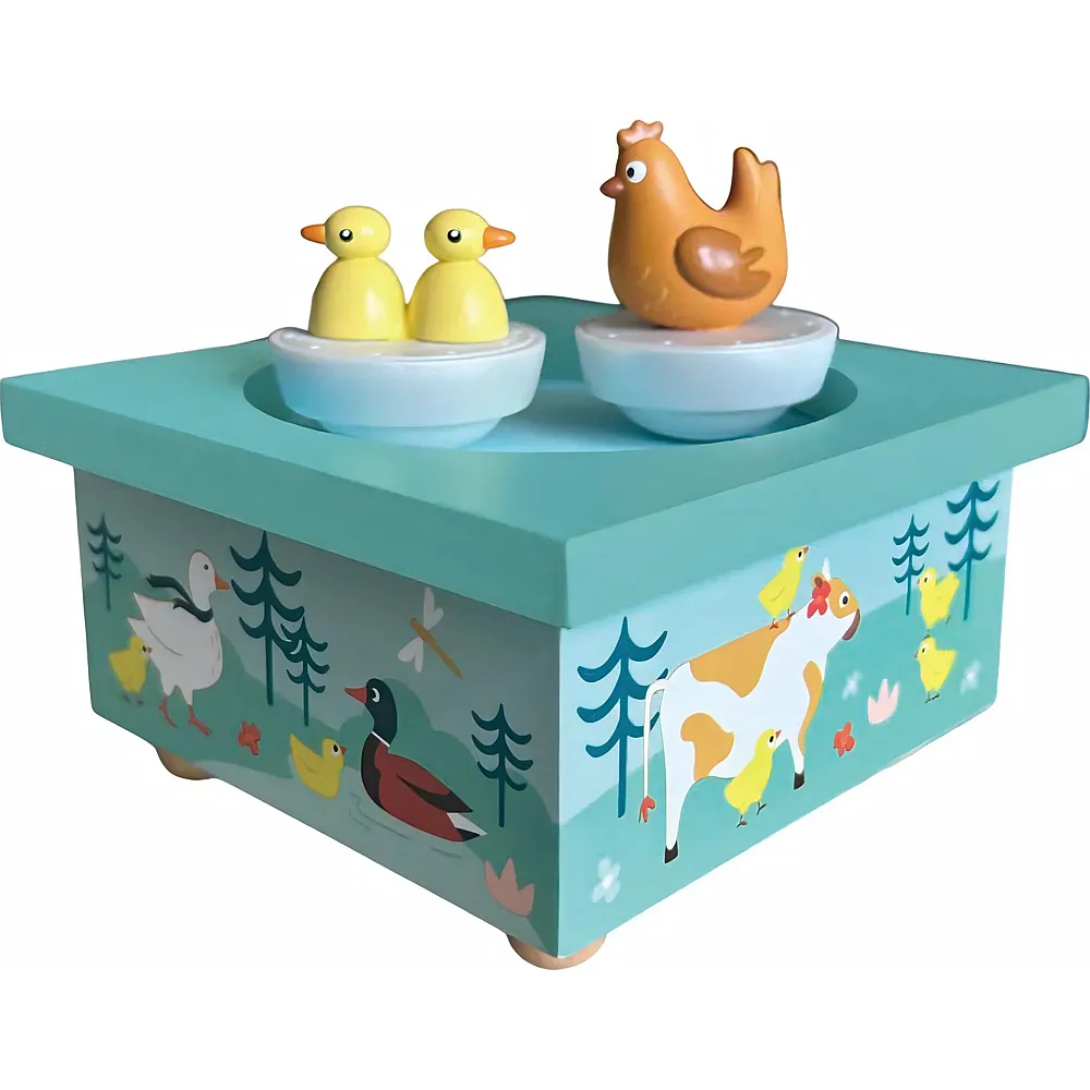 Trousselier Spieluhr mit tanzenden Huhn und K�ken, magnetisch