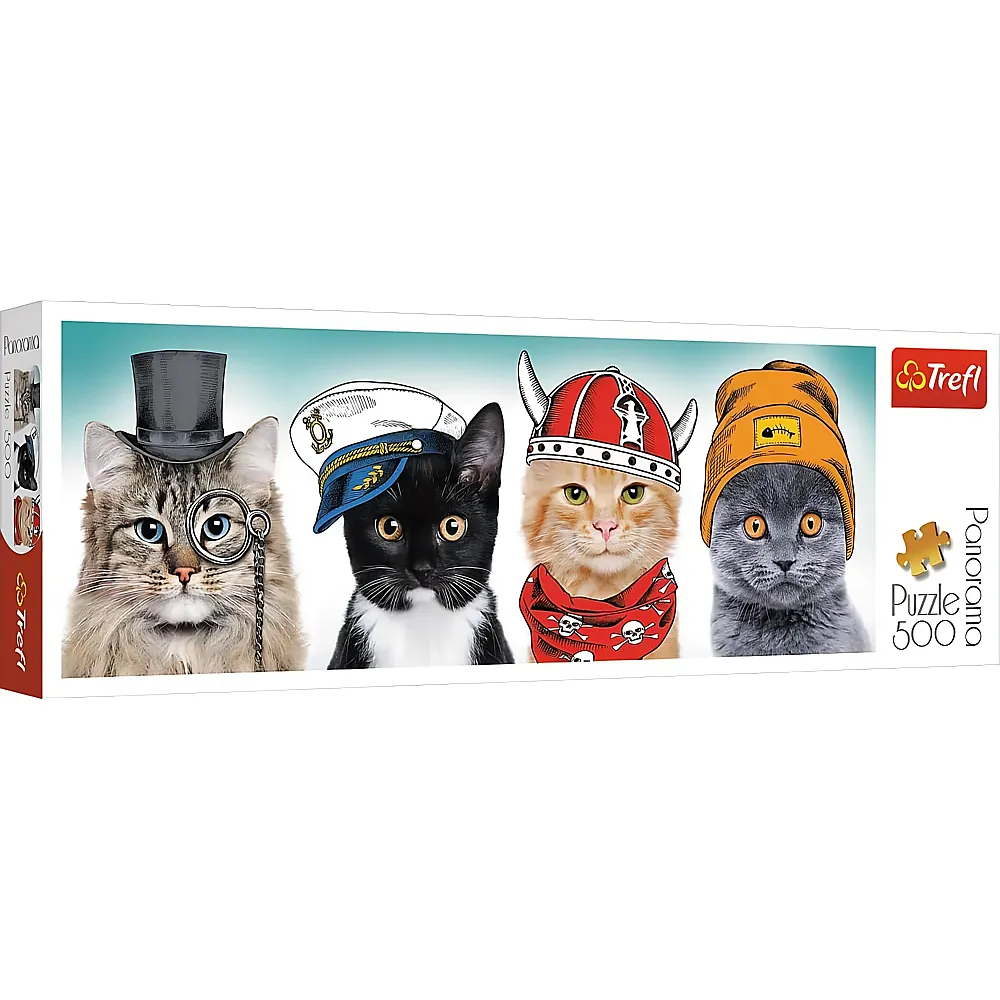 Trefl Puzzle Panorama Flauschiges Katzen-Team 500Teile