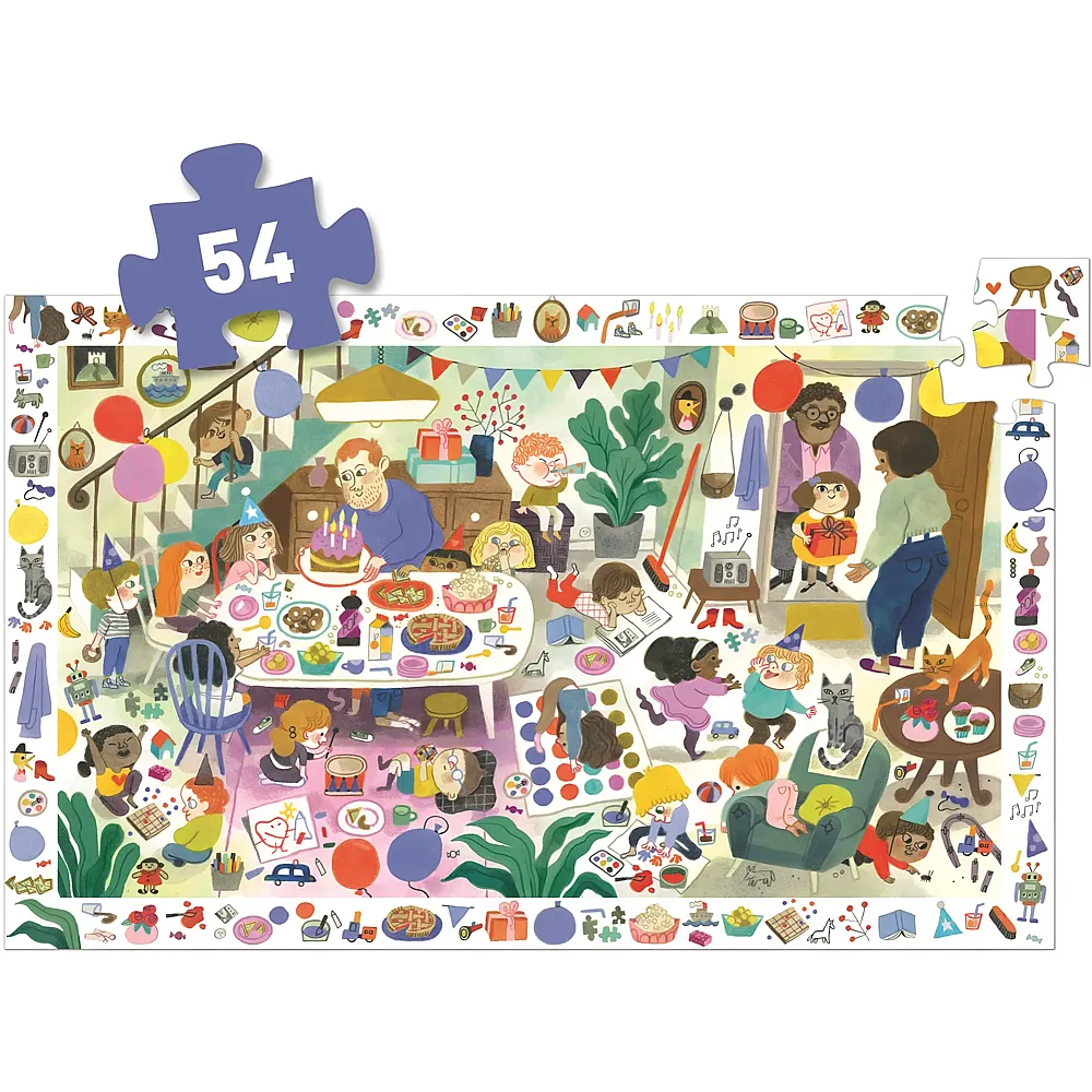 Djeco Wimmelpuzzle Die Geburtstagsparty 54 Teile