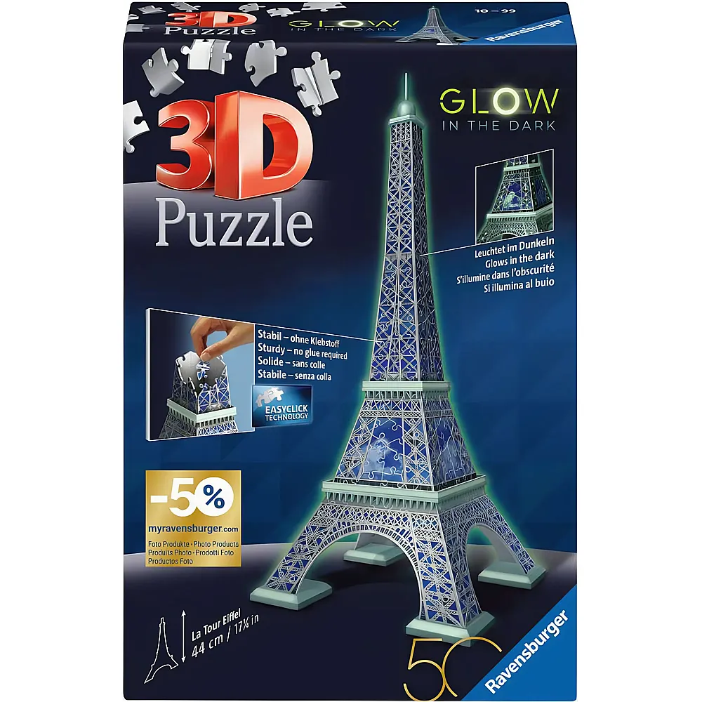 Ravensburger Puzzle Eiffelturm Glow-in-the-Dark Edition - 216 Teile
