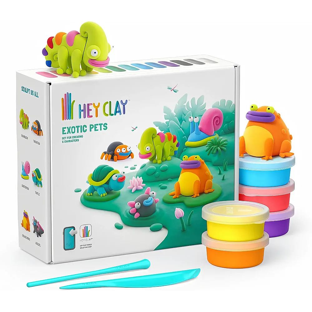 Hey Clay Exotische Tiere - 15 Dosen - Kneten & Formen