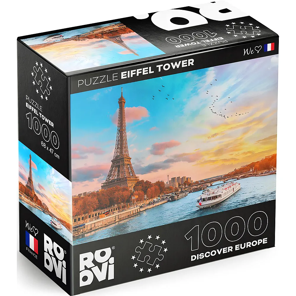 Roovi Puzzle Discover Europe Eiffelturm, Paris, Frankreich - 1000 Teile
