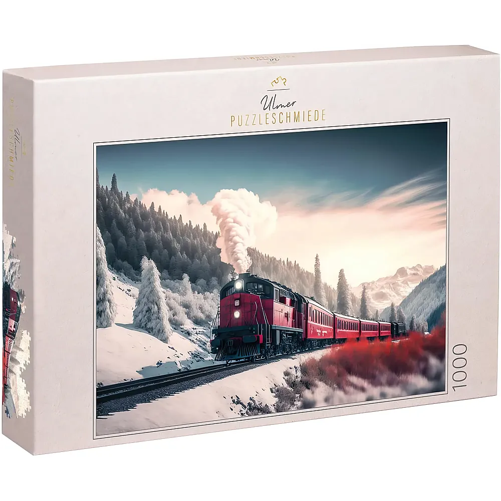 Ulmer Puzzleschmiede Polar-Express - Eisenbahn-Motiv in der Winter-Landschaft - 1000 Teile