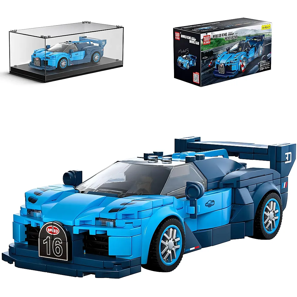 meinspielzeug - Mould King Speed Champion Sportwagen GT mit Vitrine 27001 | Klemmbausteine Fahrzeuge