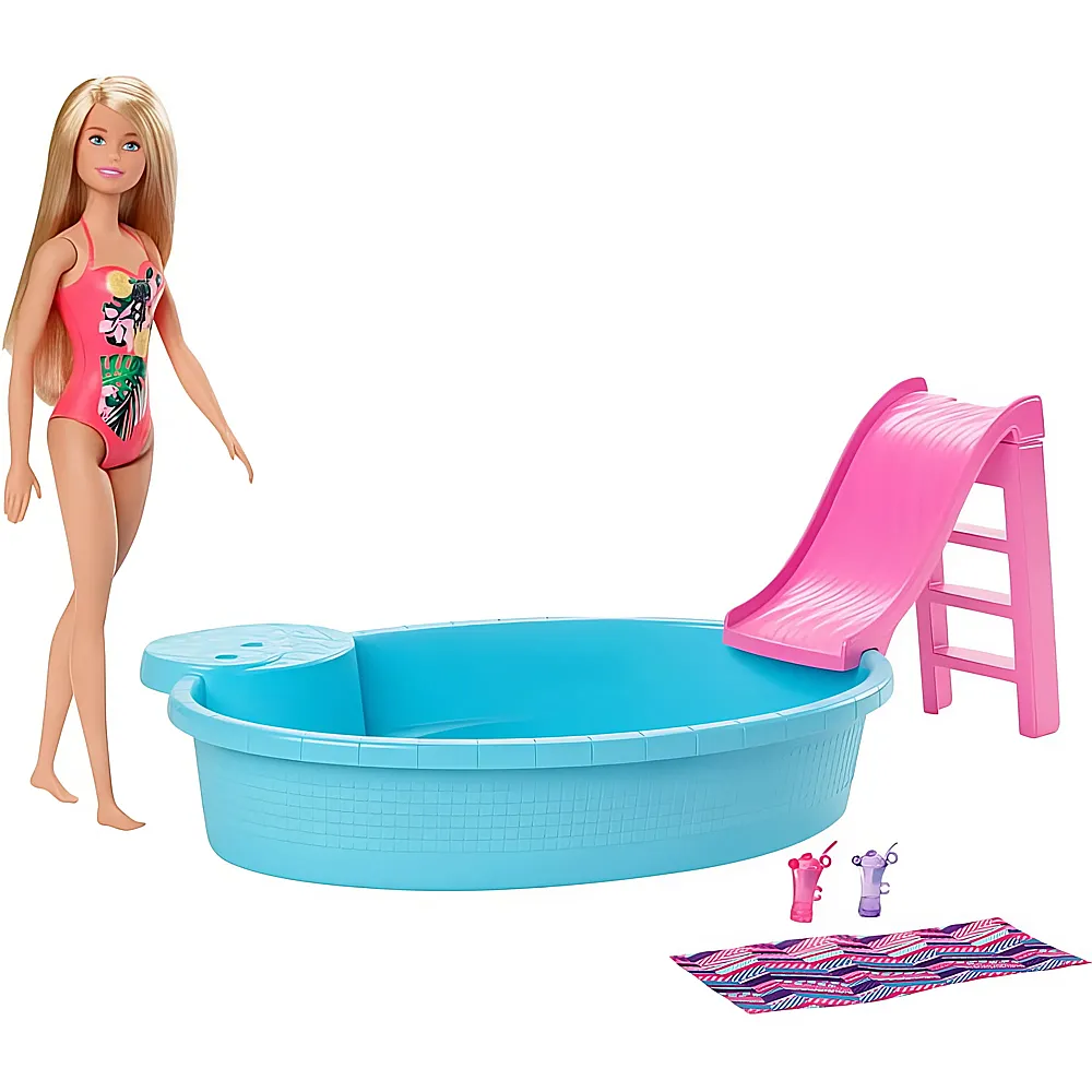Barbie Familie & Freunde Pool und Puppe Blond