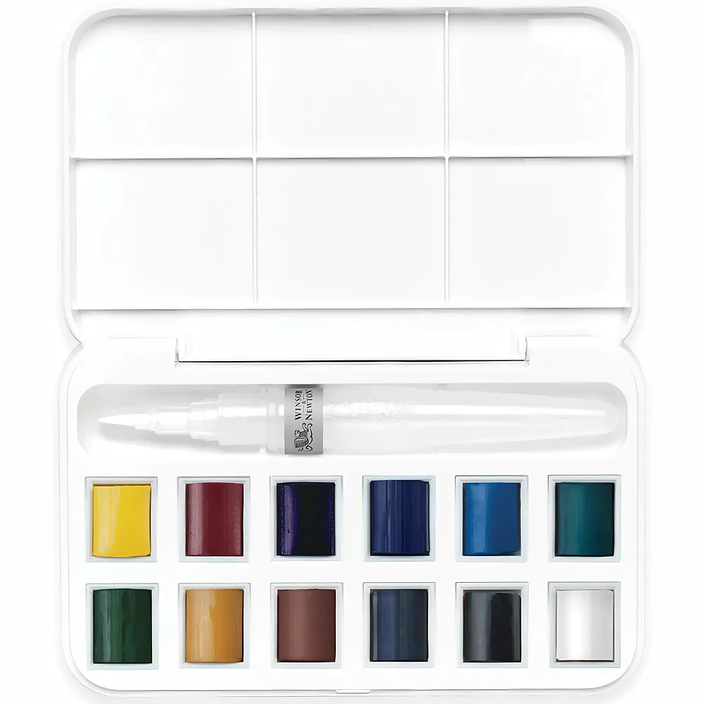 Winsor & Newton W&n Cotman Watercolour Water Brush Taschenset 12 X 1/2 Npfe