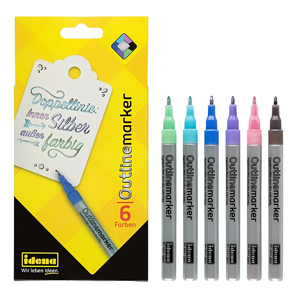 Outline Marker 6 Stk. Idena 6 verschiedene Farben