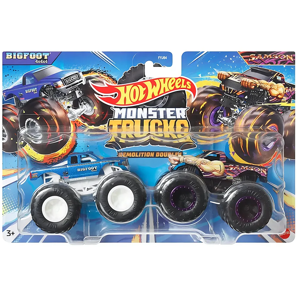 Hot Wheels Monster Trucks Bigfoot 4x4x4 vs. Samson 1:64 | Spielzeugauto