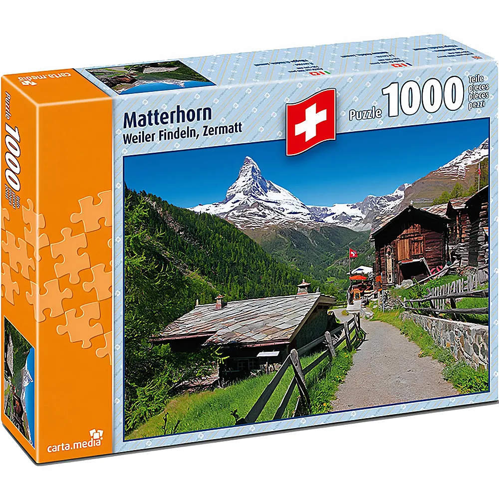 carta media Puzzle Swiss Collection Matterhorn, Weiler Findeln Zermatt 1000Teile | Puzzle 1000 Teile