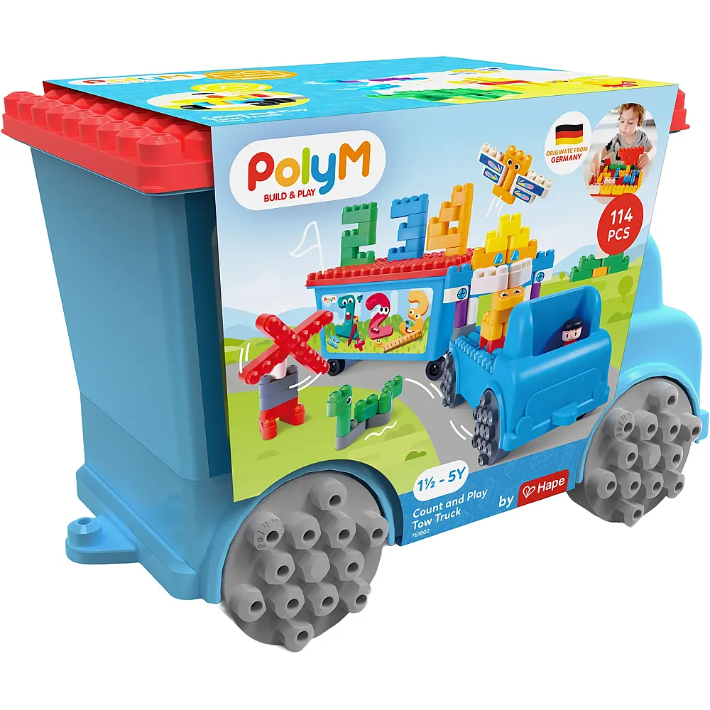 Hape PolyM Abschleppwagen 1,2,3 - 114 Teile