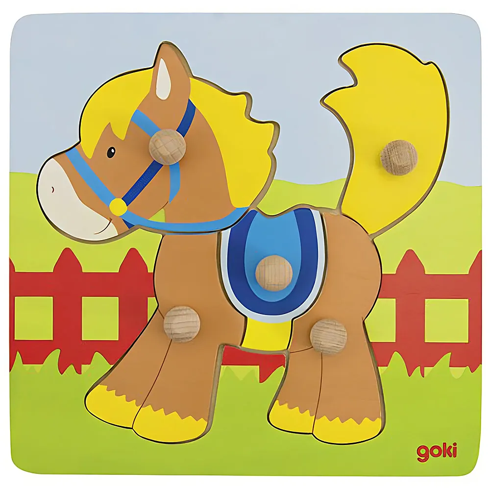 Goki Steckpuzzle Pferd 5Teile | Kleinkind-Puzzle