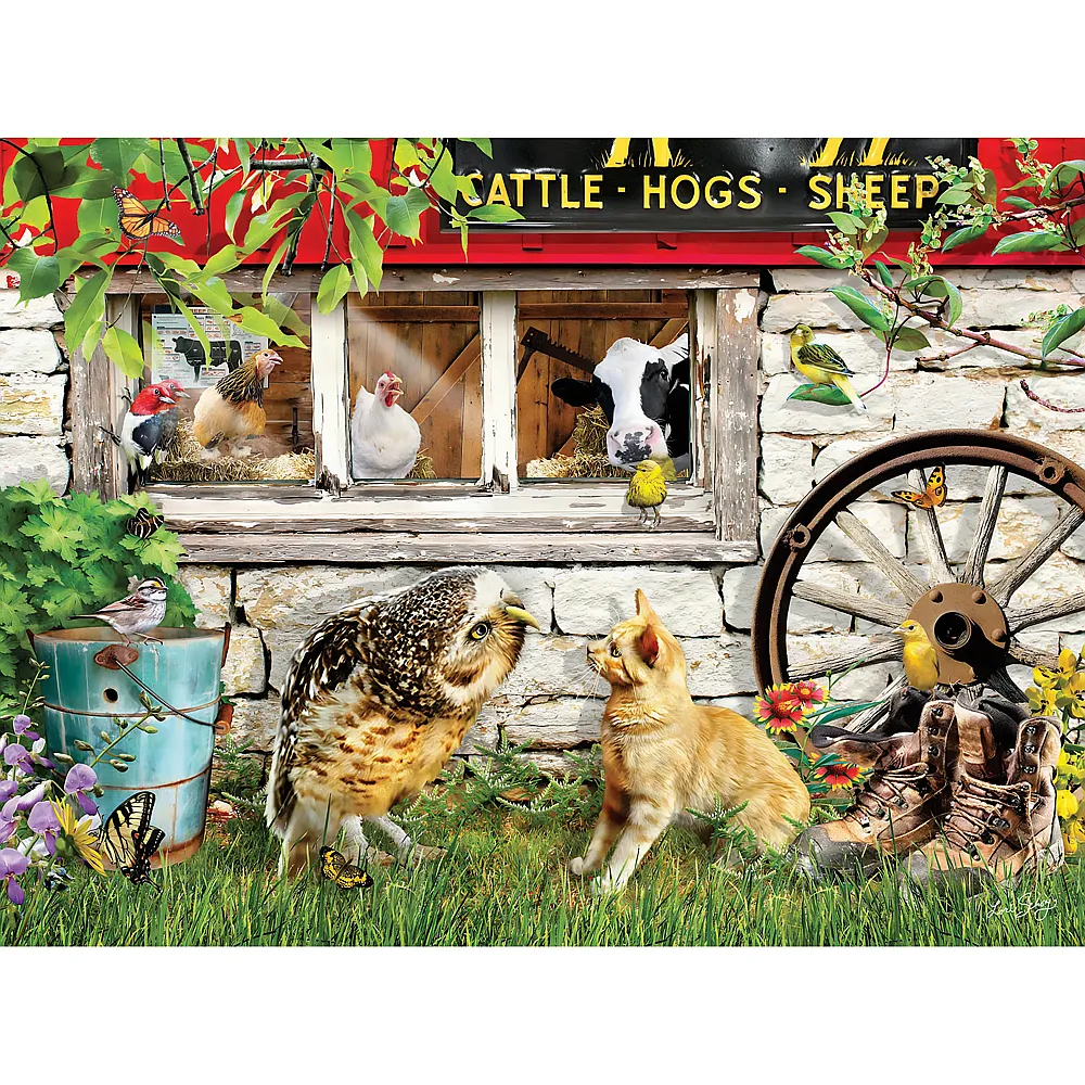 SunsOut Puzzle Lori Schory Owl and Pussycat - 1000 Teile - Puzzle 1000 Teile