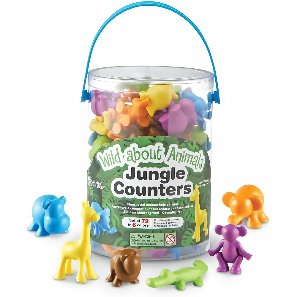 Learning Resources Wild About Animals Dschungeltiere, Ab 3 Jahren, 72-teiliges Set Spielfiguren aus Kunststoff zum Z�hlen Sortieren und
