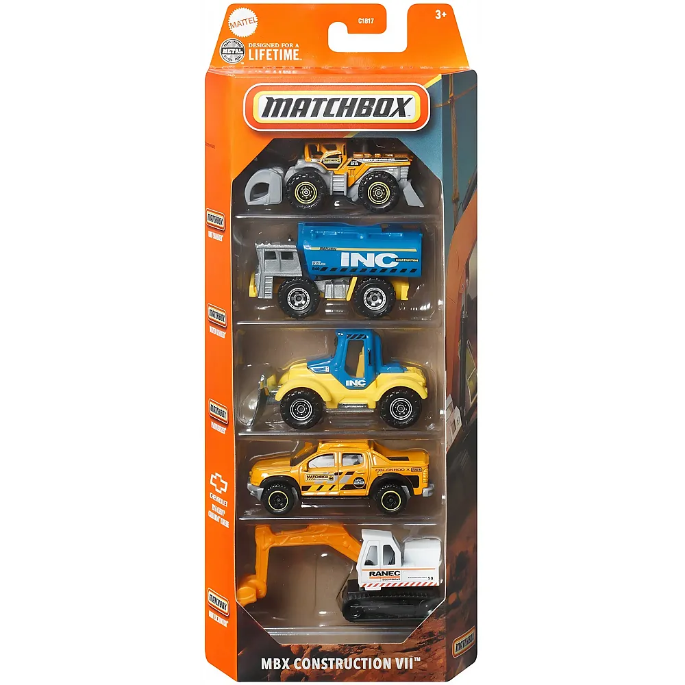 Matchbox Coffret cadeau de 5 v�hicules MBX Construction VII - 1:64